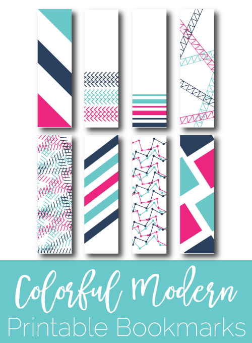 Free printable colorful modern bookmarks! I love having a pretty bookmark when I'm reading. These are so bright and fun.