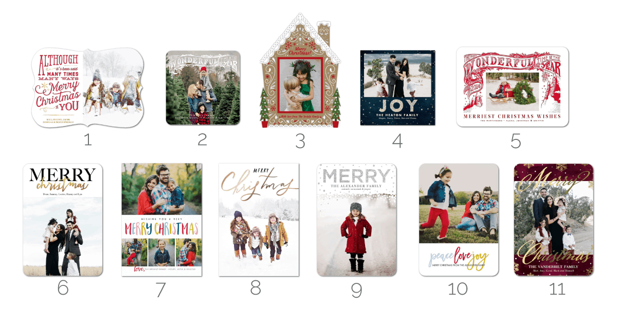 Pretty photo Christmas cards designs - great roundup from Tiny Prints!