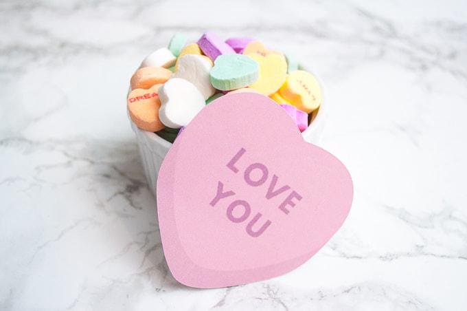 Easy Cricut Explore tutorial for "print then cut" conversation heart valentines! These are adorable and perfect for kids valentines!