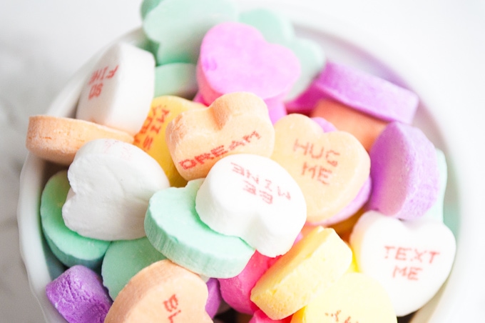 Easy Cricut Explore tutorial for "print then cut" conversation heart valentines! These are adorable and perfect for kids valentines!