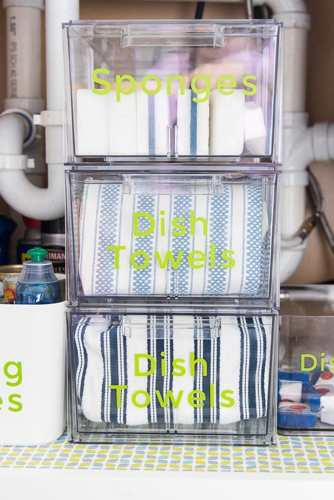 A Sink-Side Tray With DIY Soap Bottle Labels (Kitchen Organization