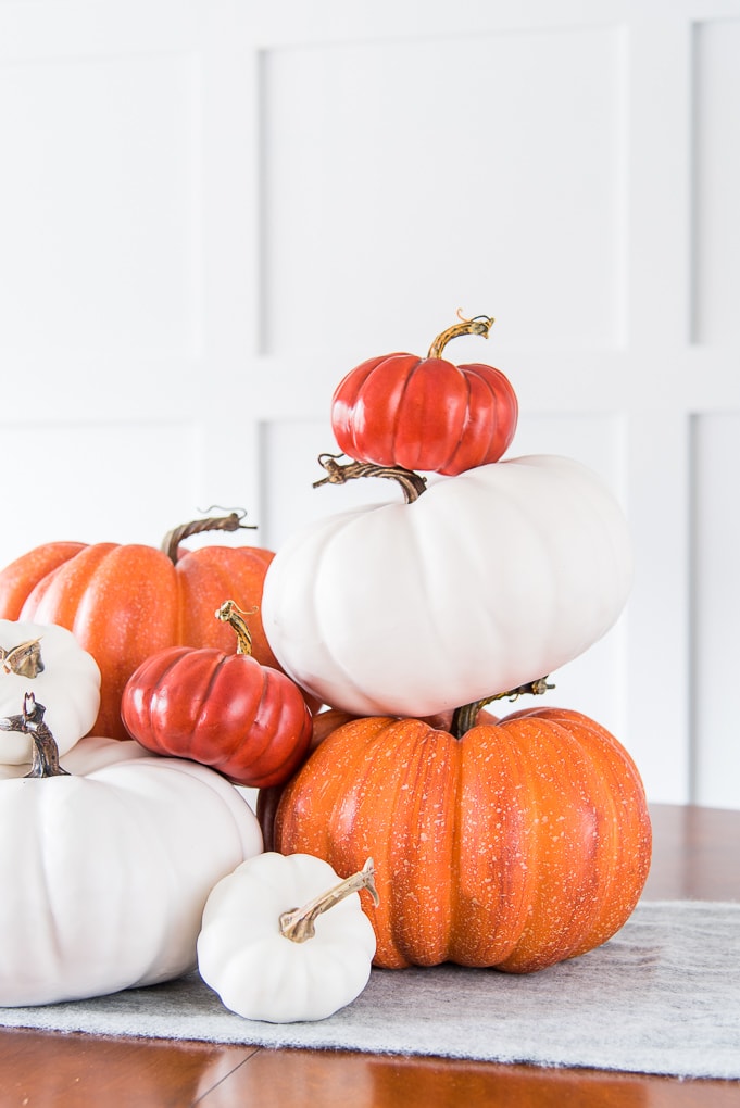 orange and white stacked pumpkins