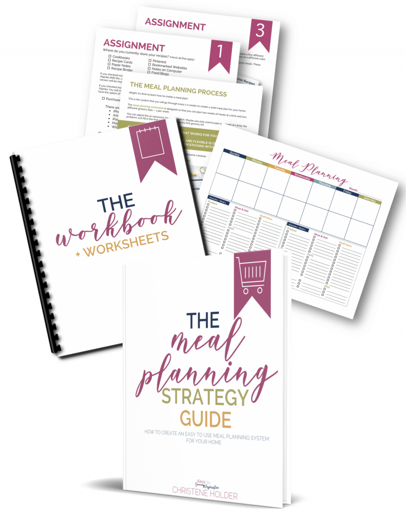 the meal planning strategy guide product mockup with workbook