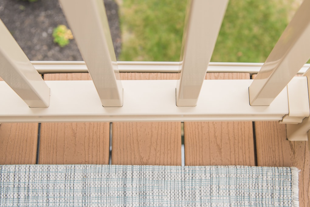 clean outdoor porch deck railing bottom