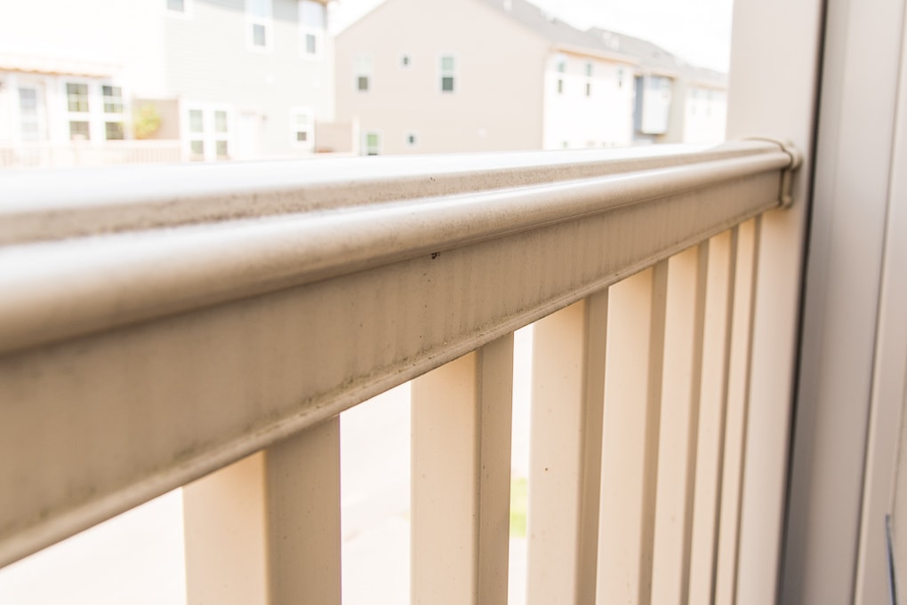 ourdoor porch deck railing dirty