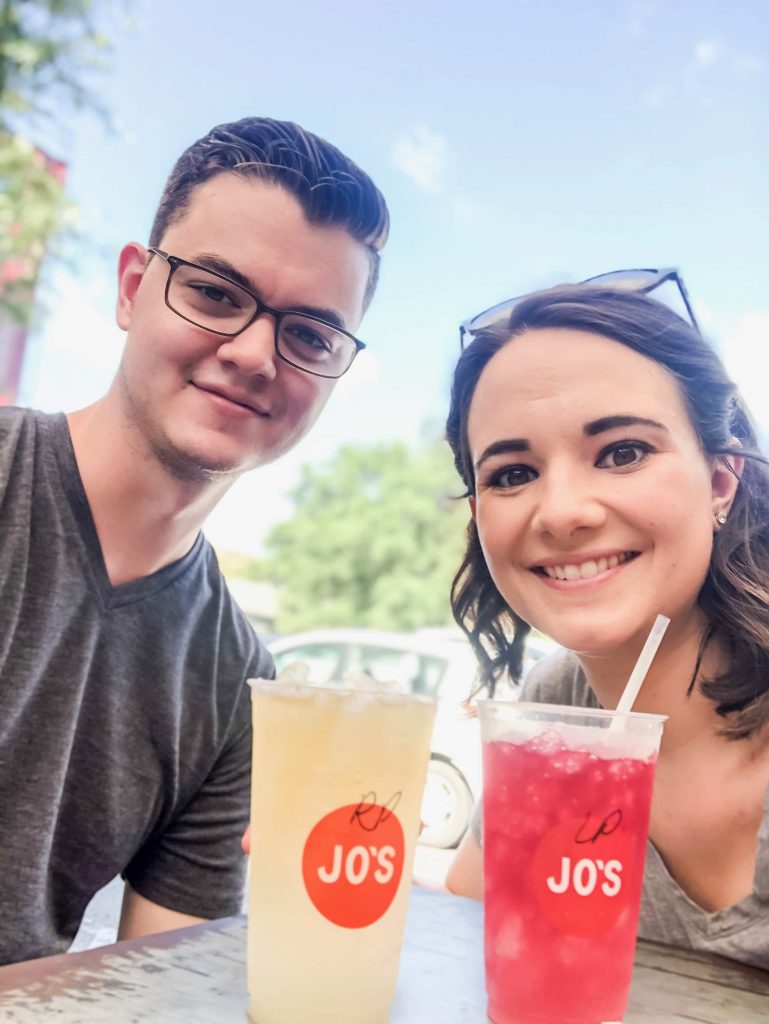 Christene and Ben in Austin Texas at Jo's Coffee