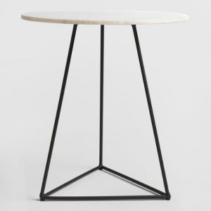 modern accent table world market white and black with marble top