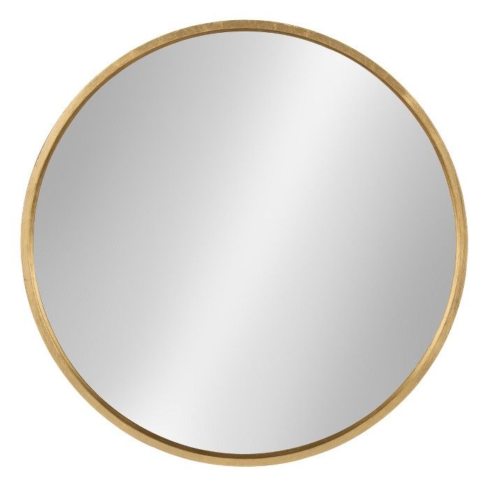 wooden gold round mirror