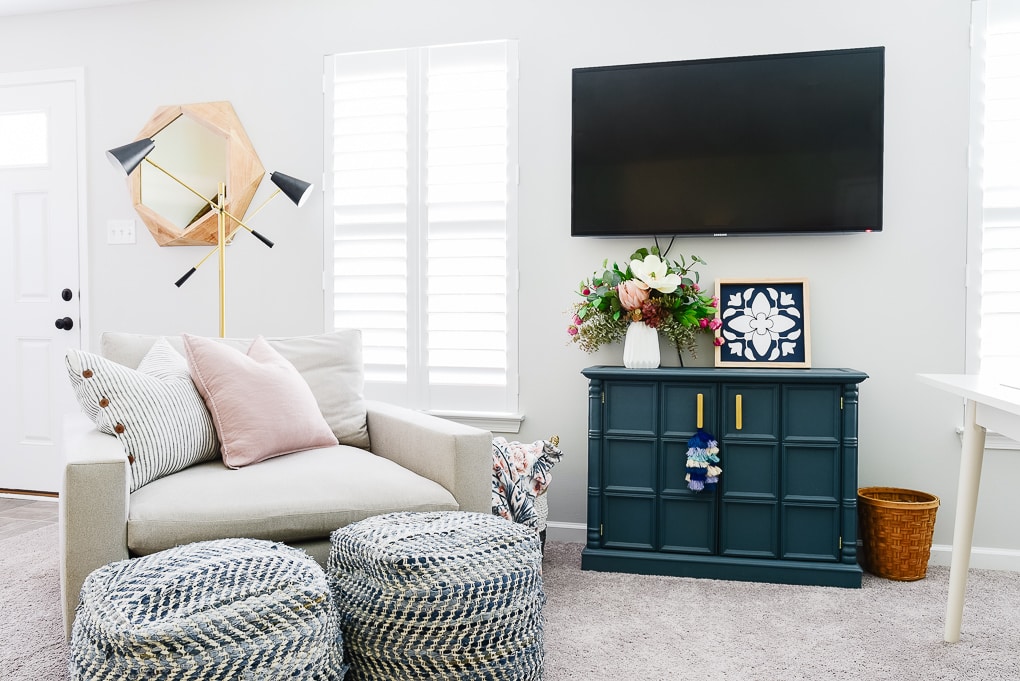 office corner with accent chair west elm harmony and tv area