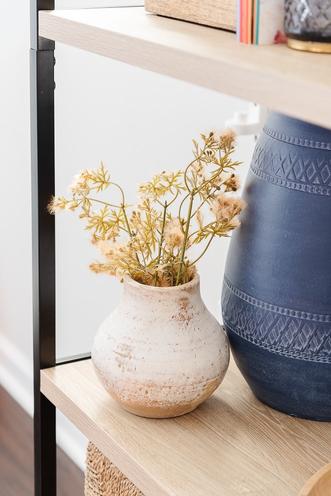 vintage brown distressed vase with fall florals