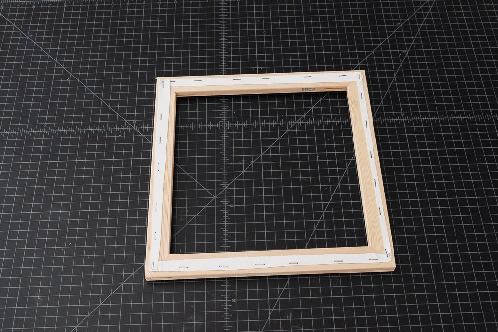 wooden frame from square canvas