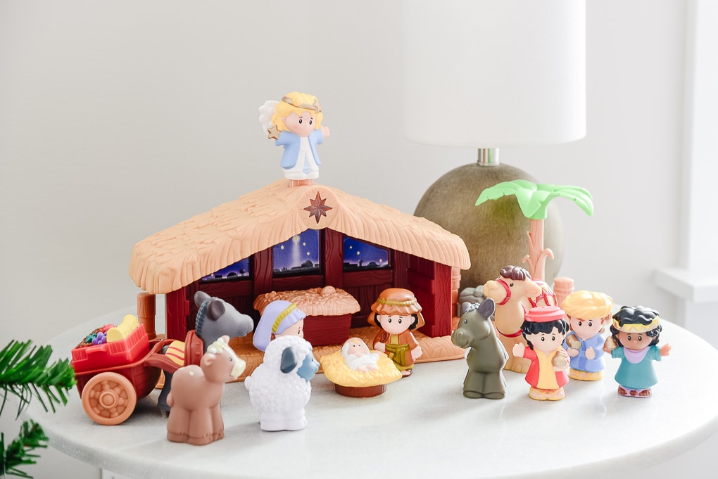 little people baby nativity set in nursery for christmas