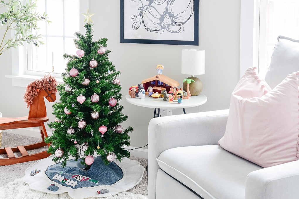 small kids christmas tree in nursery