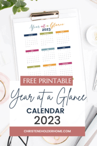 Free Printable Year at a Glance Calendar: New 2023 | Christene Holder Home
